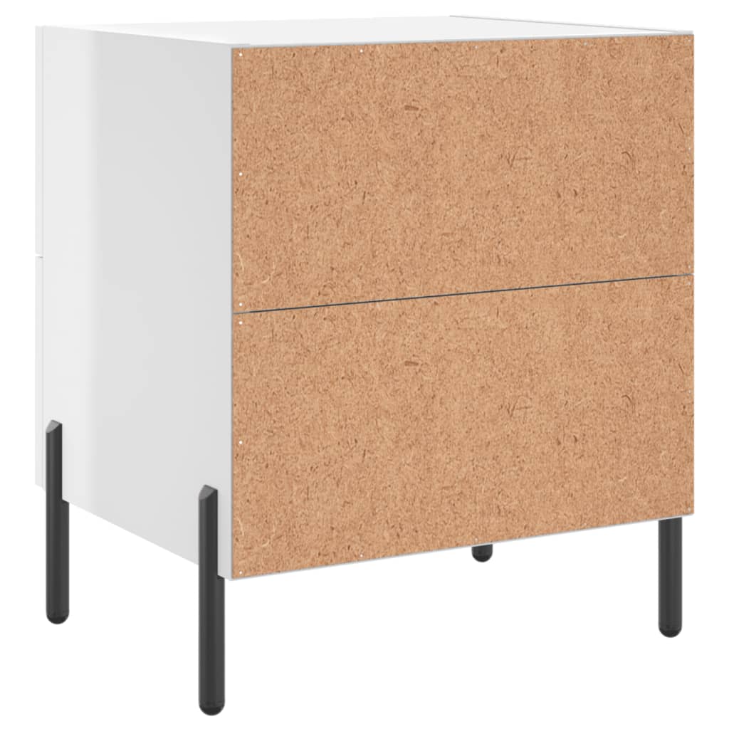 vidaXL Κομοδίνα 2 τεμ Γυαλ. Λευκό 40 x 35 x 47,5 εκ. από Επεξεργ. Ξύλο