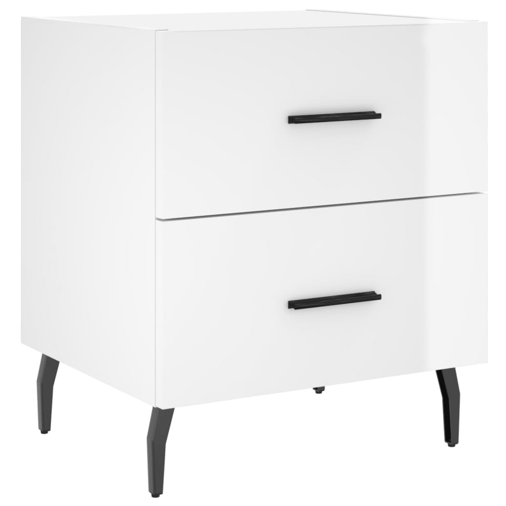 vidaXL Κομοδίνα 2 τεμ. Γυαλ. Λευκό 40x35x47,5 εκ. Επεξεργασμένο Ξύλο