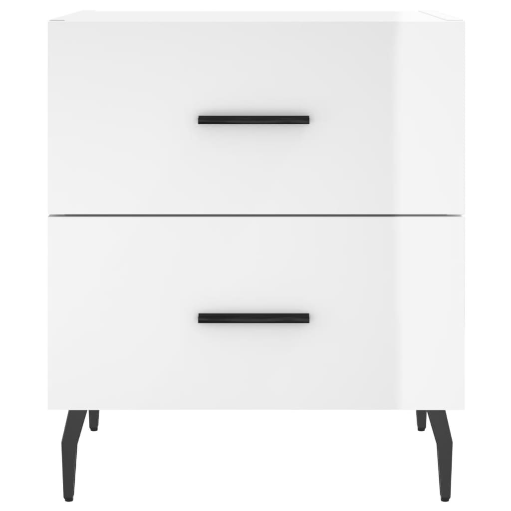 vidaXL Κομοδίνα 2 τεμ. Γυαλ. Λευκό 40x35x47,5 εκ. Επεξεργασμένο Ξύλο