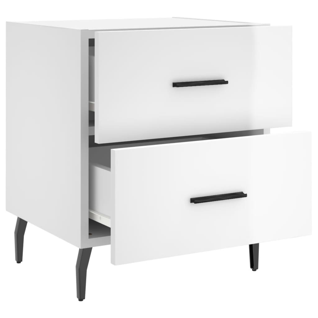 vidaXL Κομοδίνα 2 τεμ. Γυαλ. Λευκό 40x35x47,5 εκ. Επεξεργασμένο Ξύλο