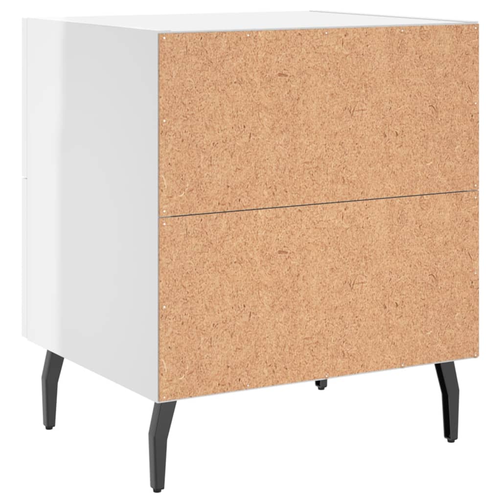 vidaXL Κομοδίνα 2 τεμ. Γυαλ. Λευκό 40x35x47,5 εκ. Επεξεργασμένο Ξύλο