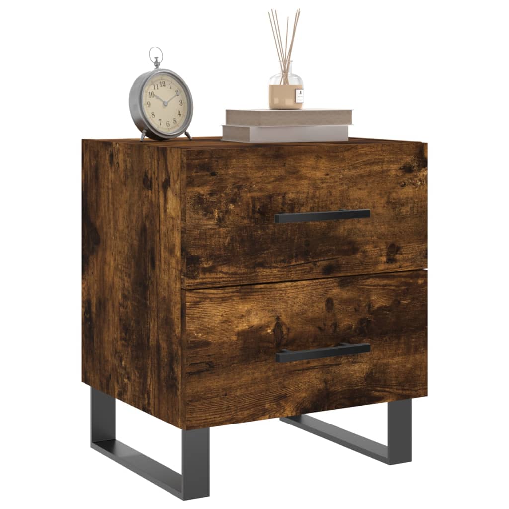 vidaXL Κομοδίνα 2 τεμ. Καπνιστή Δρυς 40 x 35 x 47,5 εκ. Επεξεργ. Ξύλο