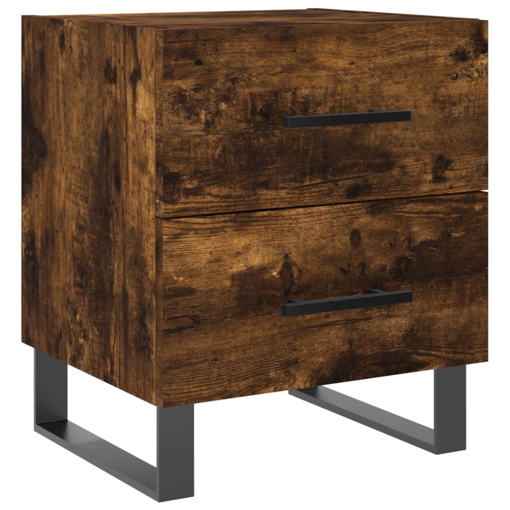 vidaXL Κομοδίνα 2 τεμ. Καπνιστή Δρυς 40 x 35 x 47,5 εκ. Επεξεργ. Ξύλο