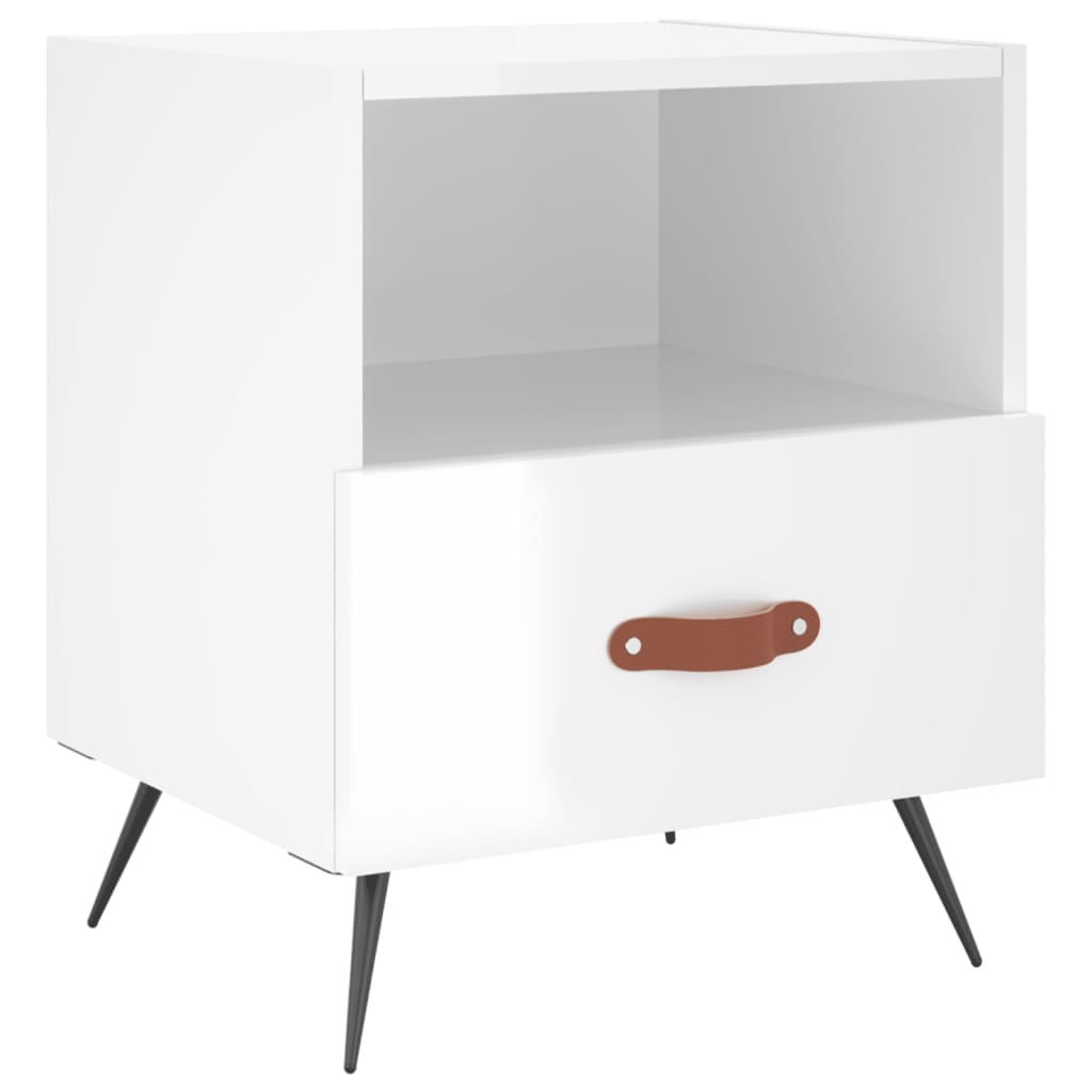 vidaXL Κομοδίνα 2 τεμ. Γυαλ. Λευκό 40x35x47,5 εκ. Επεξεργασμένο Ξύλο