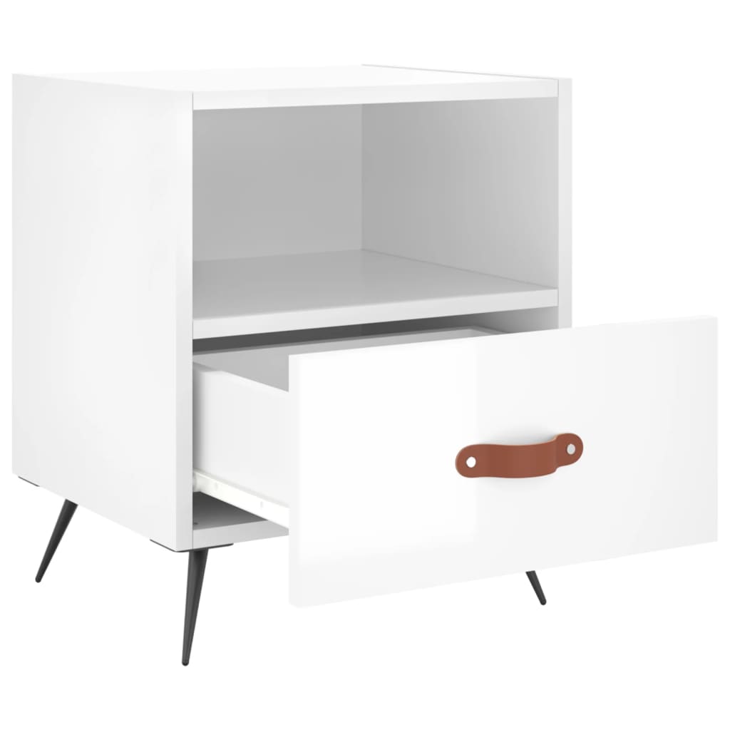 vidaXL Κομοδίνα 2 τεμ. Γυαλ. Λευκό 40x35x47,5 εκ. Επεξεργασμένο Ξύλο