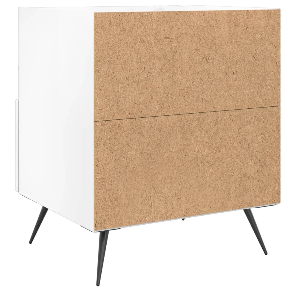 vidaXL Κομοδίνα 2 τεμ. Γυαλ. Λευκό 40x35x47,5 εκ. Επεξεργασμένο Ξύλο