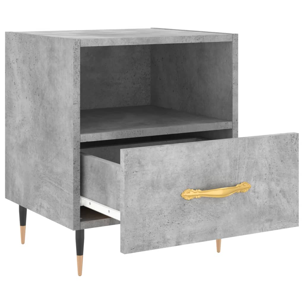 vidaXL Κομοδίνα 2 τεμ. Γκρι Σκυροδεμ. 40 x 35 x 47,5 εκ. Επεξεργ. Ξύλο