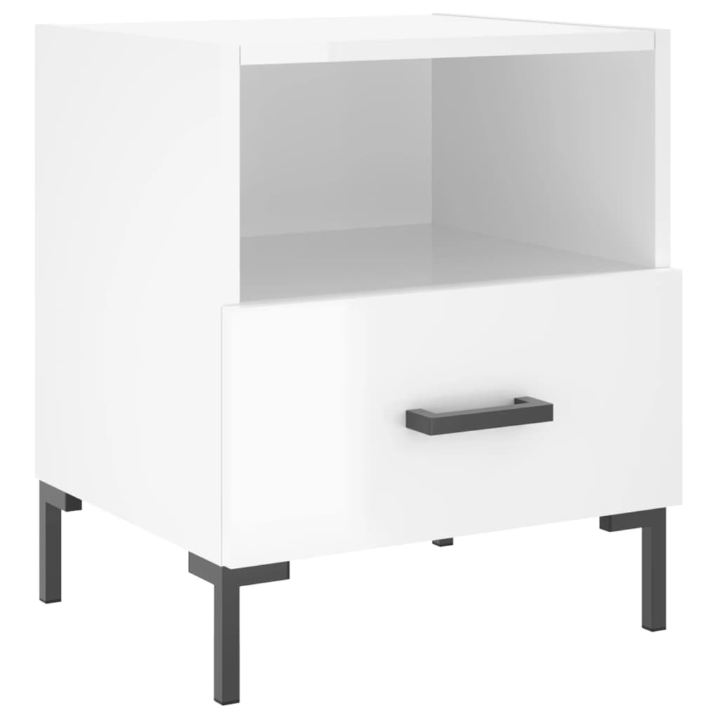 vidaXL Κομοδίνα 2 τεμ. Γυαλ. Λευκό 40x35x47,5 εκ. Επεξεργασμένο Ξύλο
