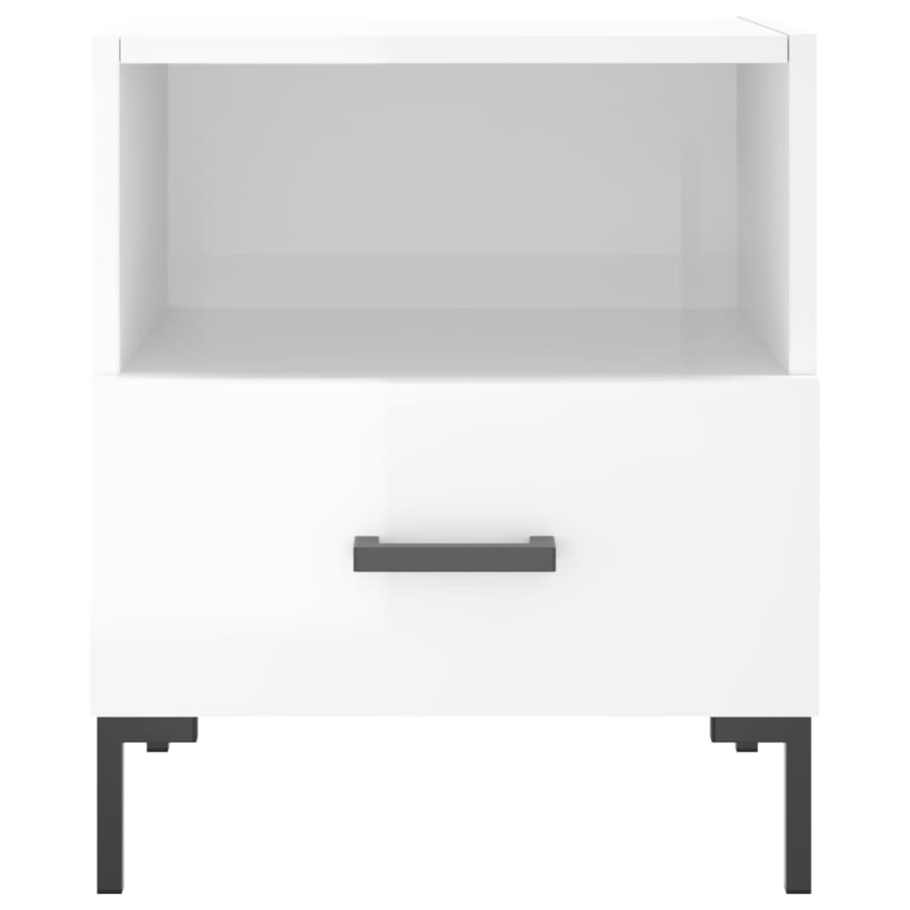 vidaXL Κομοδίνα 2 τεμ. Γυαλ. Λευκό 40x35x47,5 εκ. Επεξεργασμένο Ξύλο