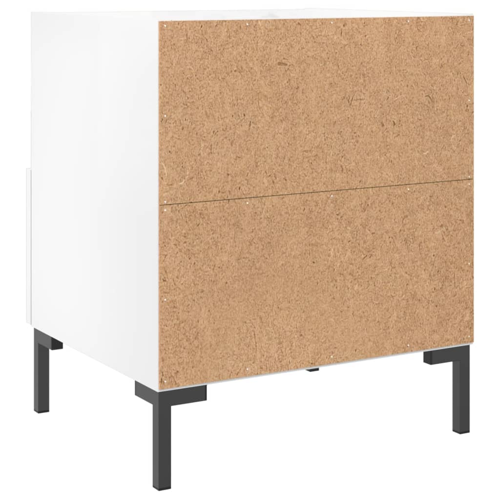 vidaXL Κομοδίνα 2 τεμ. Γυαλ. Λευκό 40x35x47,5 εκ. Επεξεργασμένο Ξύλο