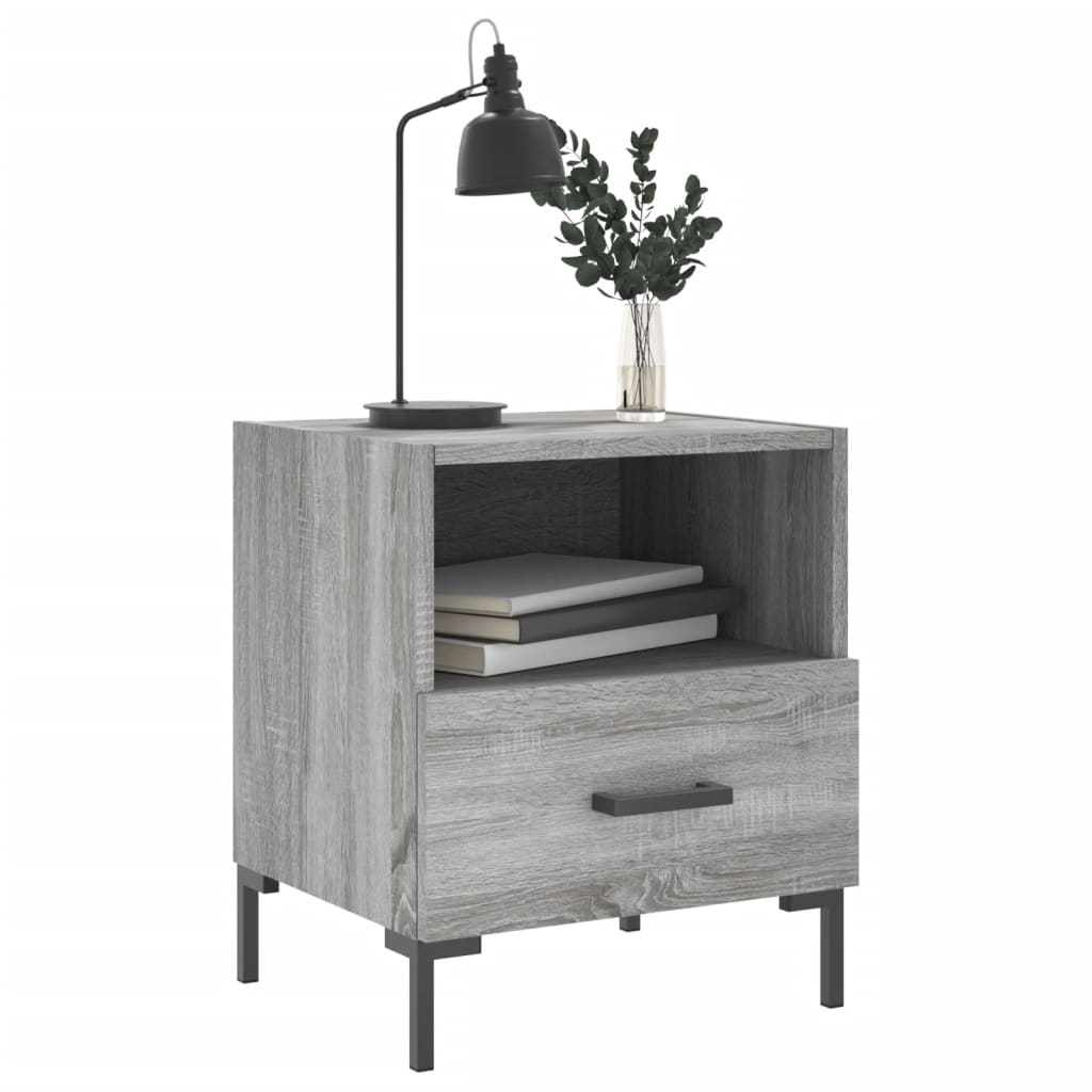 vidaXL Κομοδίνα 2 τεμ. Γκρι Sonoma 40 x 35 x 47,5 εκ. Επεξεργ. Ξύλο