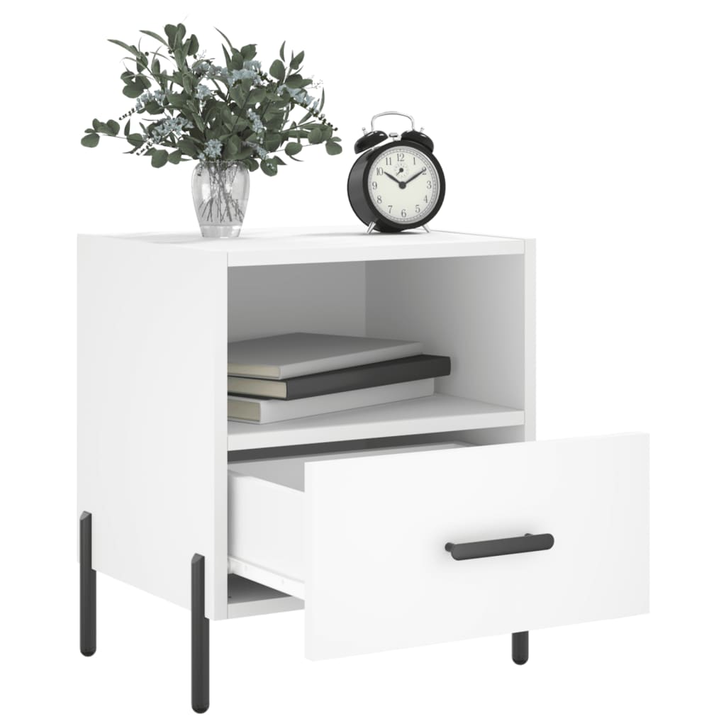 vidaXL Κομοδίνα 2 τεμ. Λευκά 40 x 35 x 47,5 εκ. από Επεξεργασμένο Ξύλο