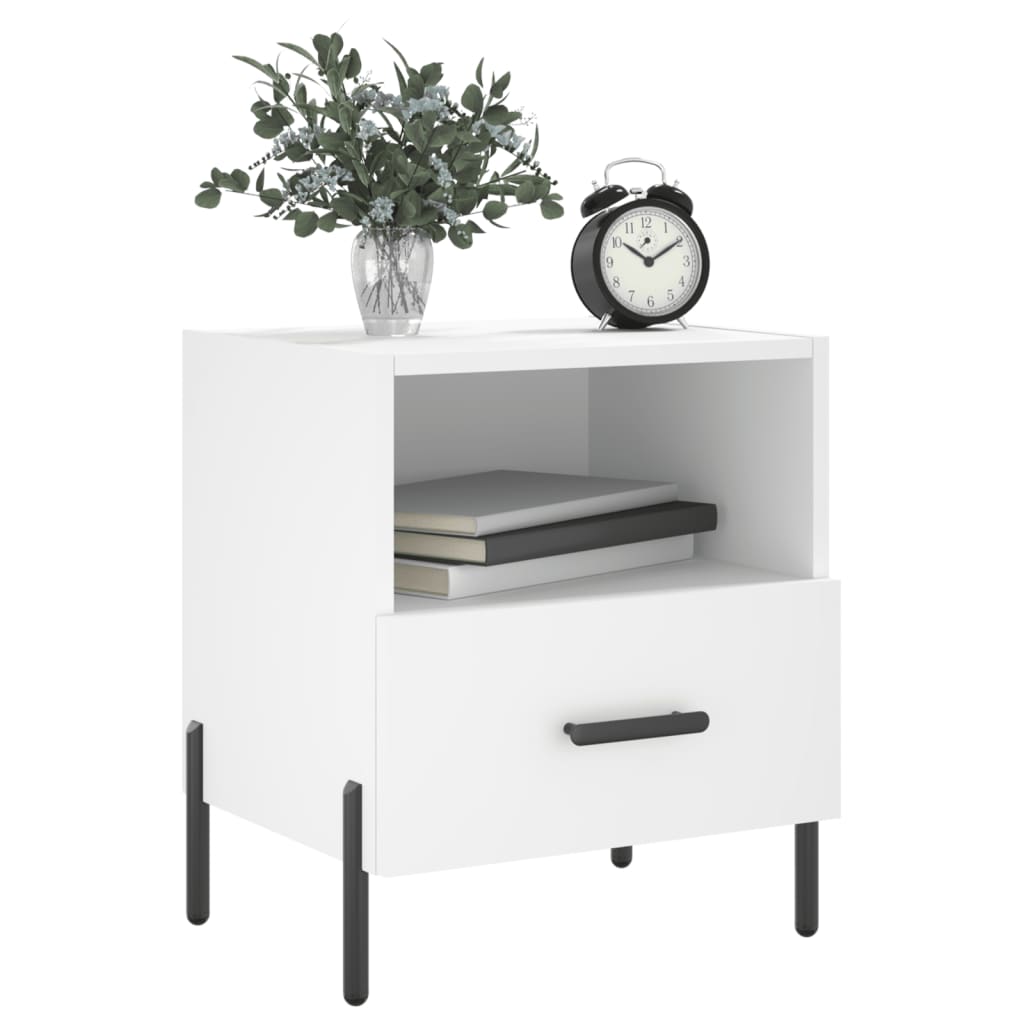 vidaXL Κομοδίνα 2 τεμ. Λευκά 40 x 35 x 47,5 εκ. από Επεξεργασμένο Ξύλο