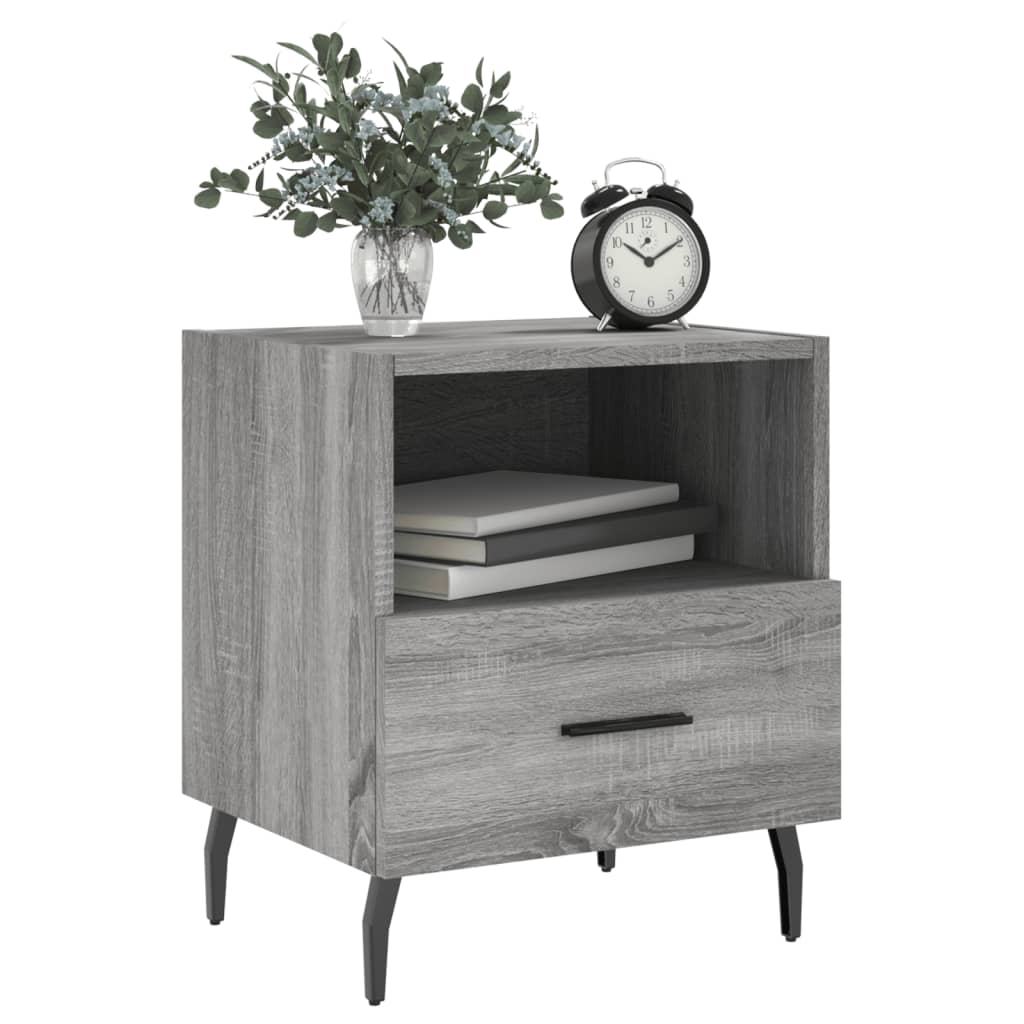 vidaXL Κομοδίνα 2 τεμ. Γκρι Sonoma 40 x 35 x 47,5 εκ. Επεξεργ. Ξύλο