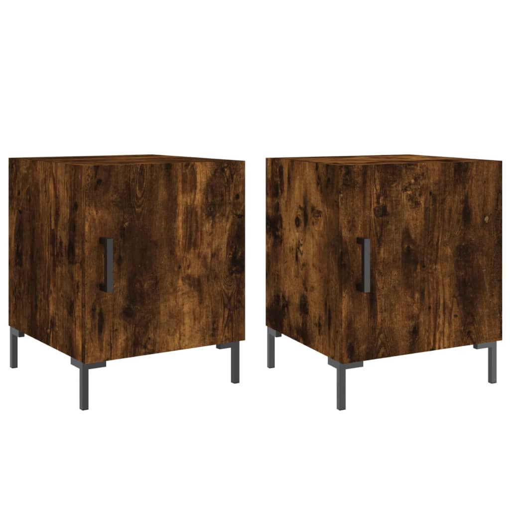 vidaXL Κομοδίνα 2 τεμ. Καπνιστή Δρυς 40 x 40 x 50 εκ. Επεξεργ. Ξύλο
