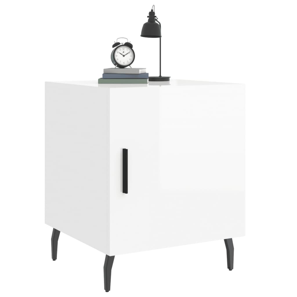 vidaXL Κομοδίνα 2 τεμ. Γυαλ. Λευκό 40 x 40 x 50 εκ. από Επεξεργ. Ξύλο