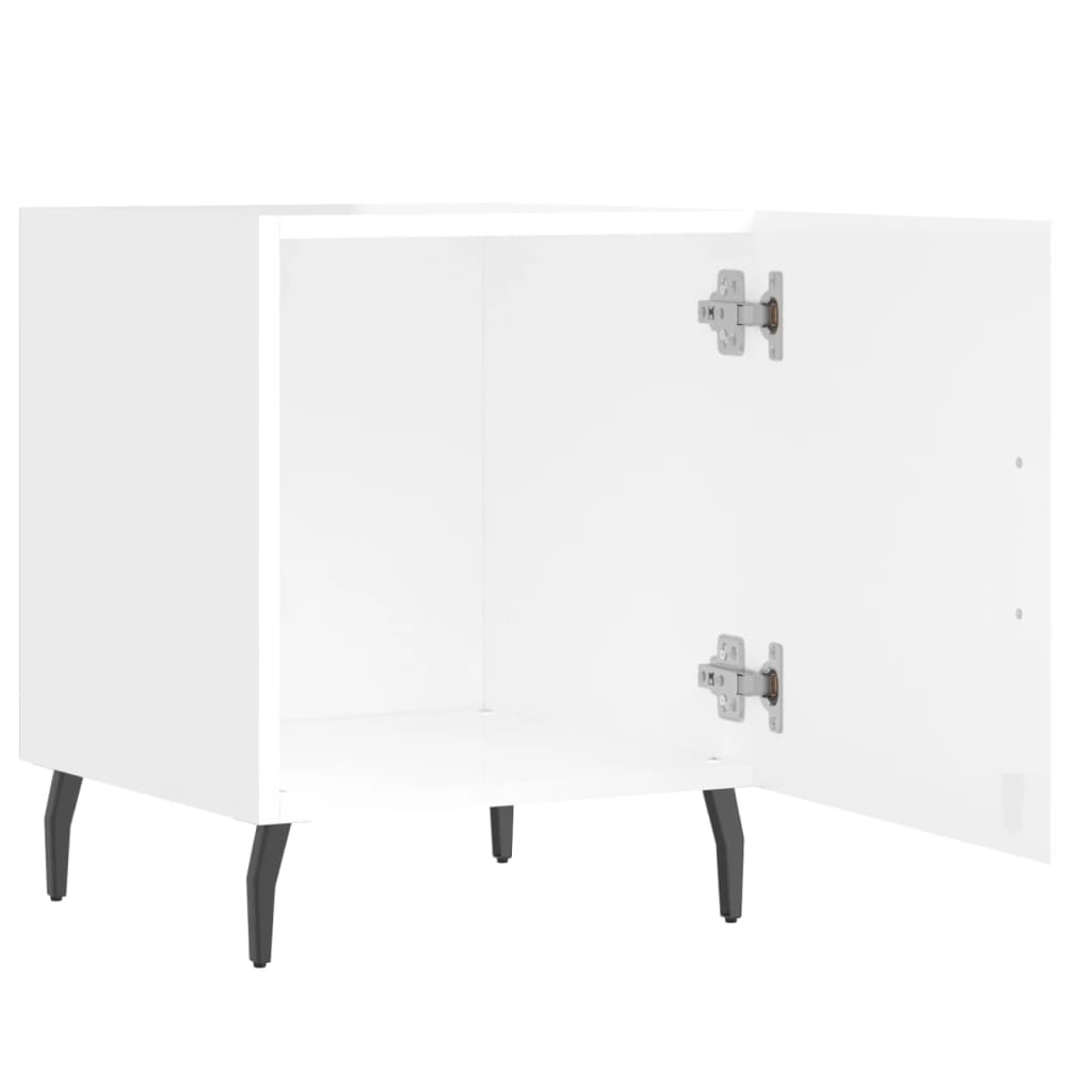 vidaXL Κομοδίνα 2 τεμ. Γυαλ. Λευκό 40 x 40 x 50 εκ. από Επεξεργ. Ξύλο
