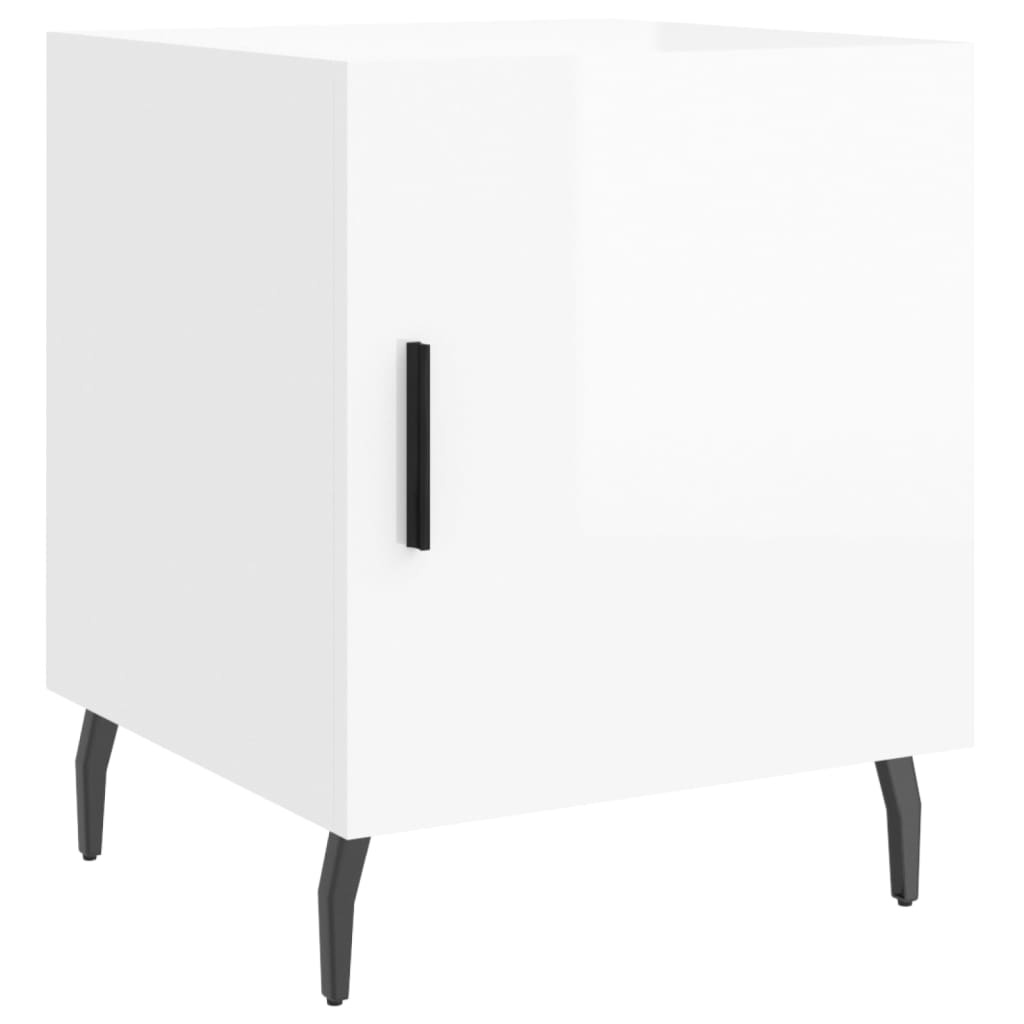 vidaXL Κομοδίνα 2 τεμ. Γυαλ. Λευκό 40 x 40 x 50 εκ. από Επεξεργ. Ξύλο