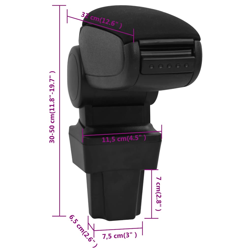 vidaXL Τεμπέλης Αυτοκινήτου Μαύρος 11,5 x 32 x (30-50) εκ. από ABS