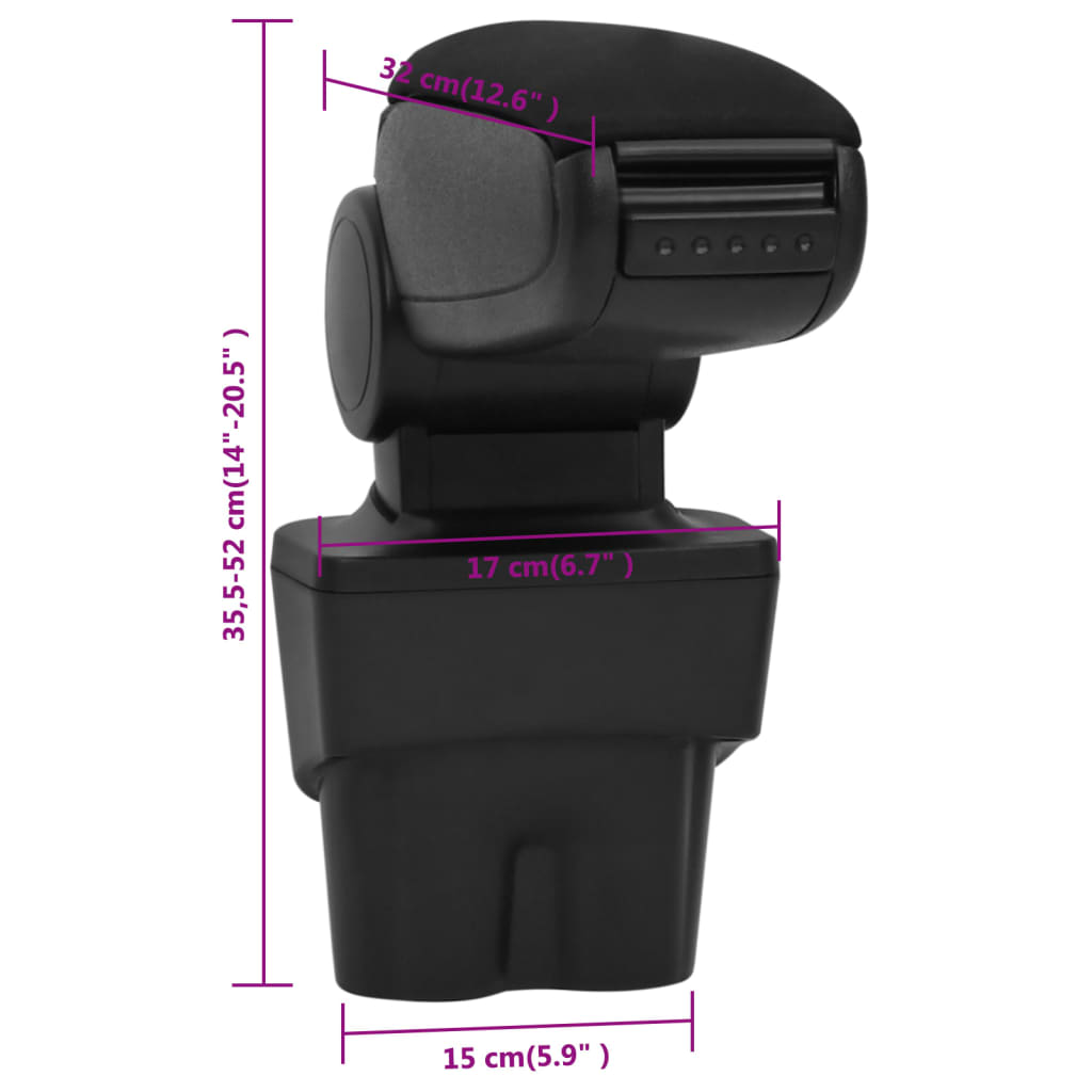vidaXL Τεμπέλης Αυτοκινήτου Μαύρος 17 x 32 x (35,5-52) εκ. από ABS