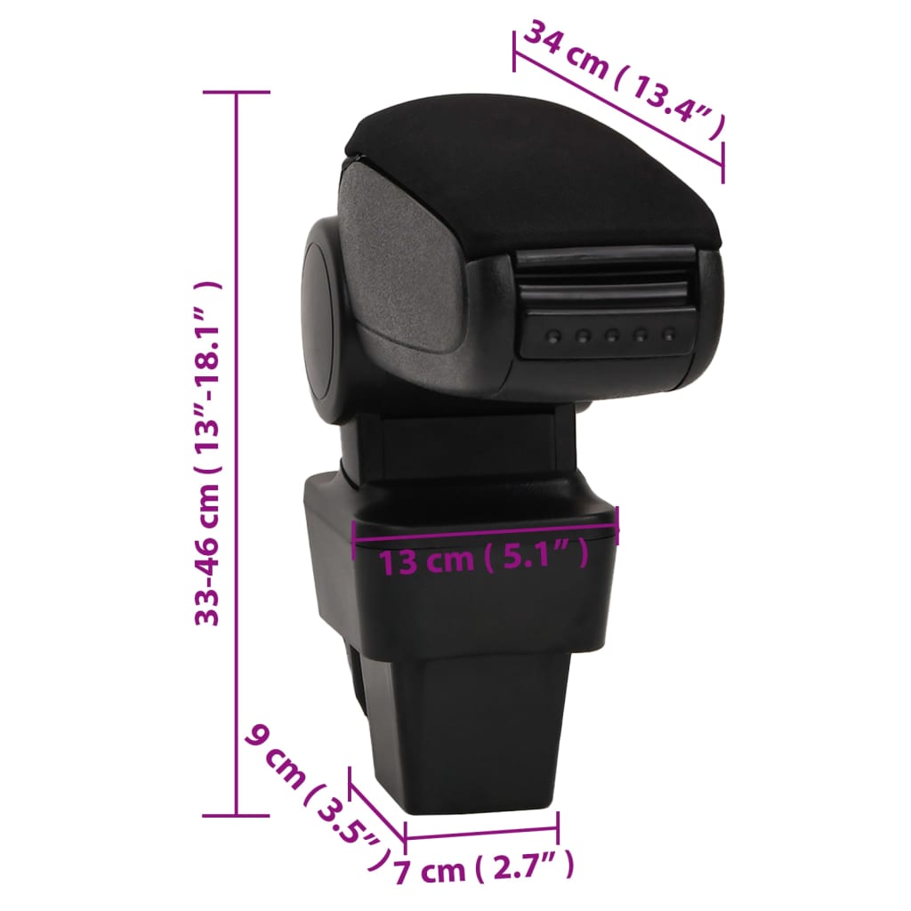 vidaXL Τεμπέλης Αυτοκινήτου Μαύρος 13 x 34 x (33-46) εκ. από ABS