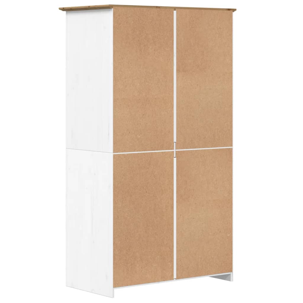 vidaXL Ντουλάπα BODO Λευκή/Καφέ 99x53,5x173 εκ. Μασίφ Ξύλο Πεύκου