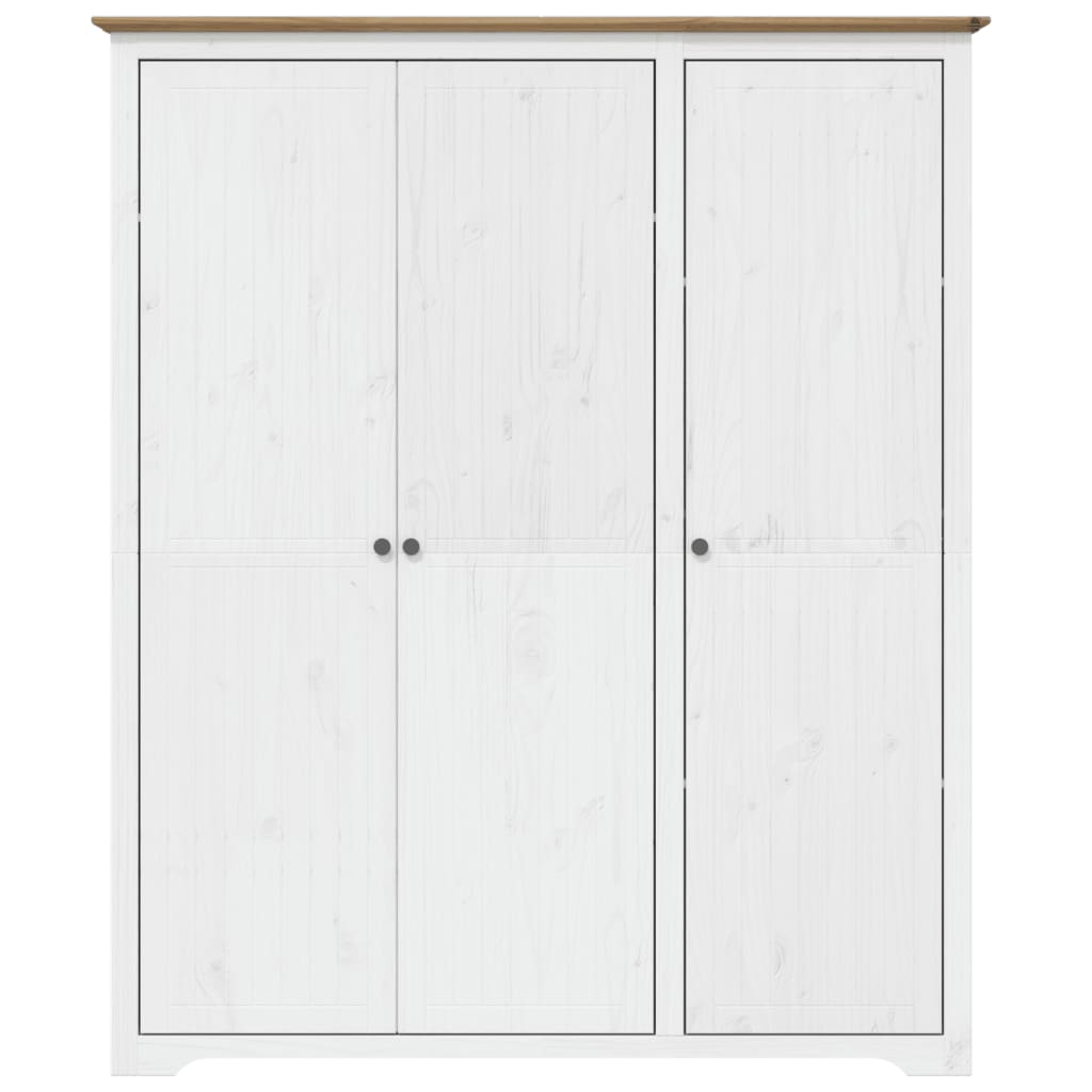 vidaXL Ντουλάπα BODO Λευκή/Καφέ 146x53,5x173 εκ. Μασίφ Ξύλο Πεύκου