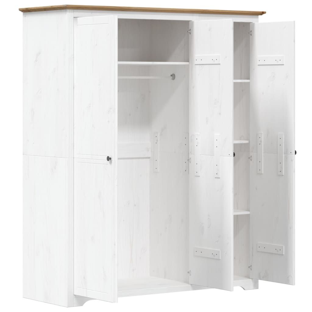 vidaXL Ντουλάπα BODO Λευκή/Καφέ 146x53,5x173 εκ. Μασίφ Ξύλο Πεύκου