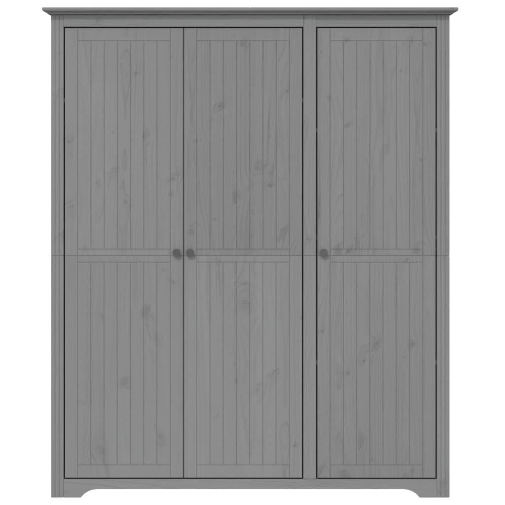 vidaXL Ντουλάπα BODO Γκρι 146x53,5x173 εκ. από Μασίφ Ξύλο Πεύκου