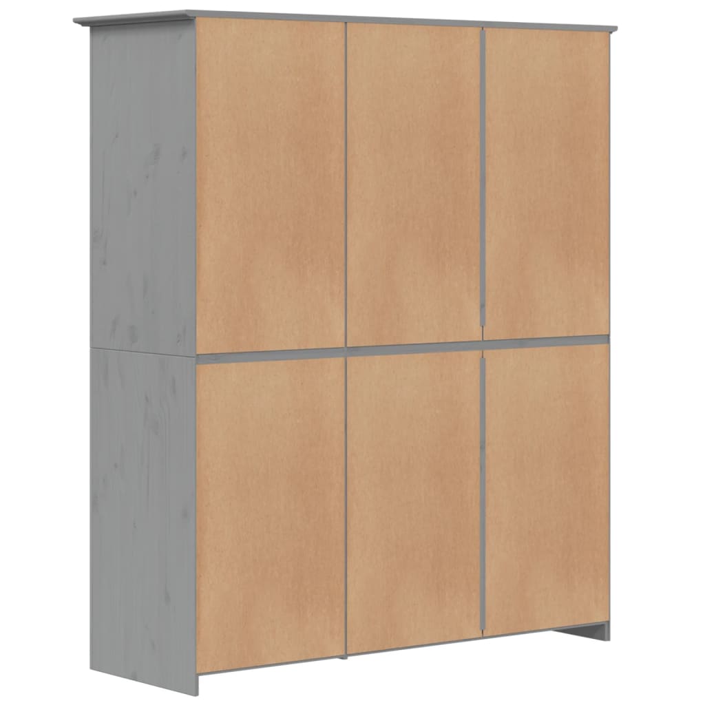 vidaXL Ντουλάπα BODO Γκρι 146x53,5x173 εκ. από Μασίφ Ξύλο Πεύκου