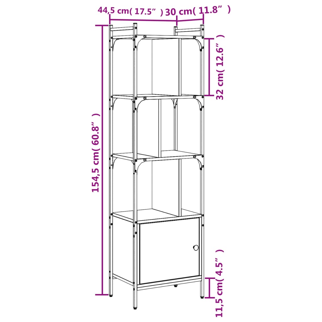 vidaXL Βιβλιοθήκη με Πόρτα Sonoma Δρυς 44,5x30x154,5 εκ. Επεξ. Ξύλο