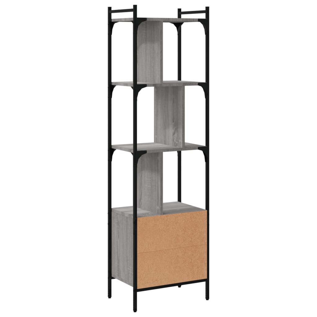 vidaXL Βιβλιοθήκη με Πόρτα Γκρι Sonoma 44,5x30x154,5 εκ. Επεξ. Ξύλο