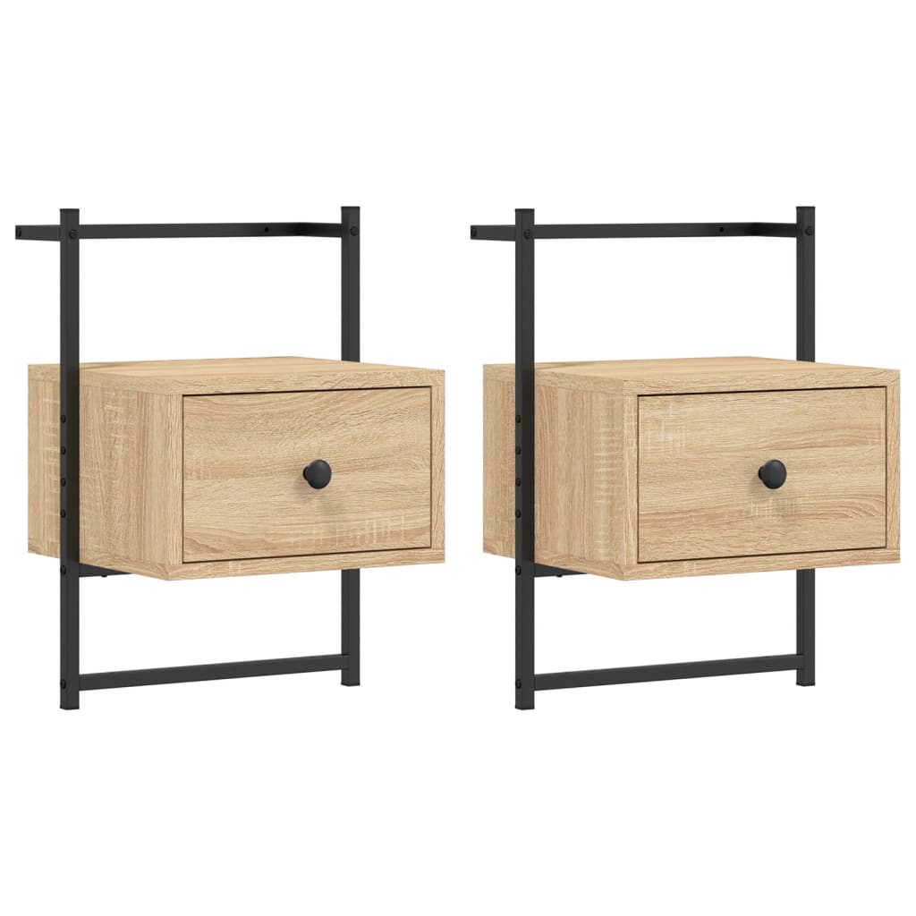 vidaXL Κομοδίνα Επιτοίχια 2 τεμ. Sonoma Δρυς 35x30x51 εκ Επεξεργ. Ξύλο