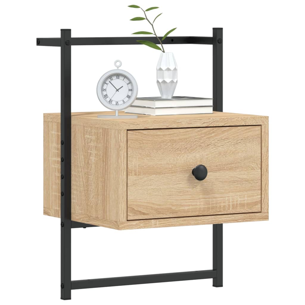 vidaXL Κομοδίνα Επιτοίχια 2 τεμ. Sonoma Δρυς 35x30x51 εκ Επεξεργ. Ξύλο