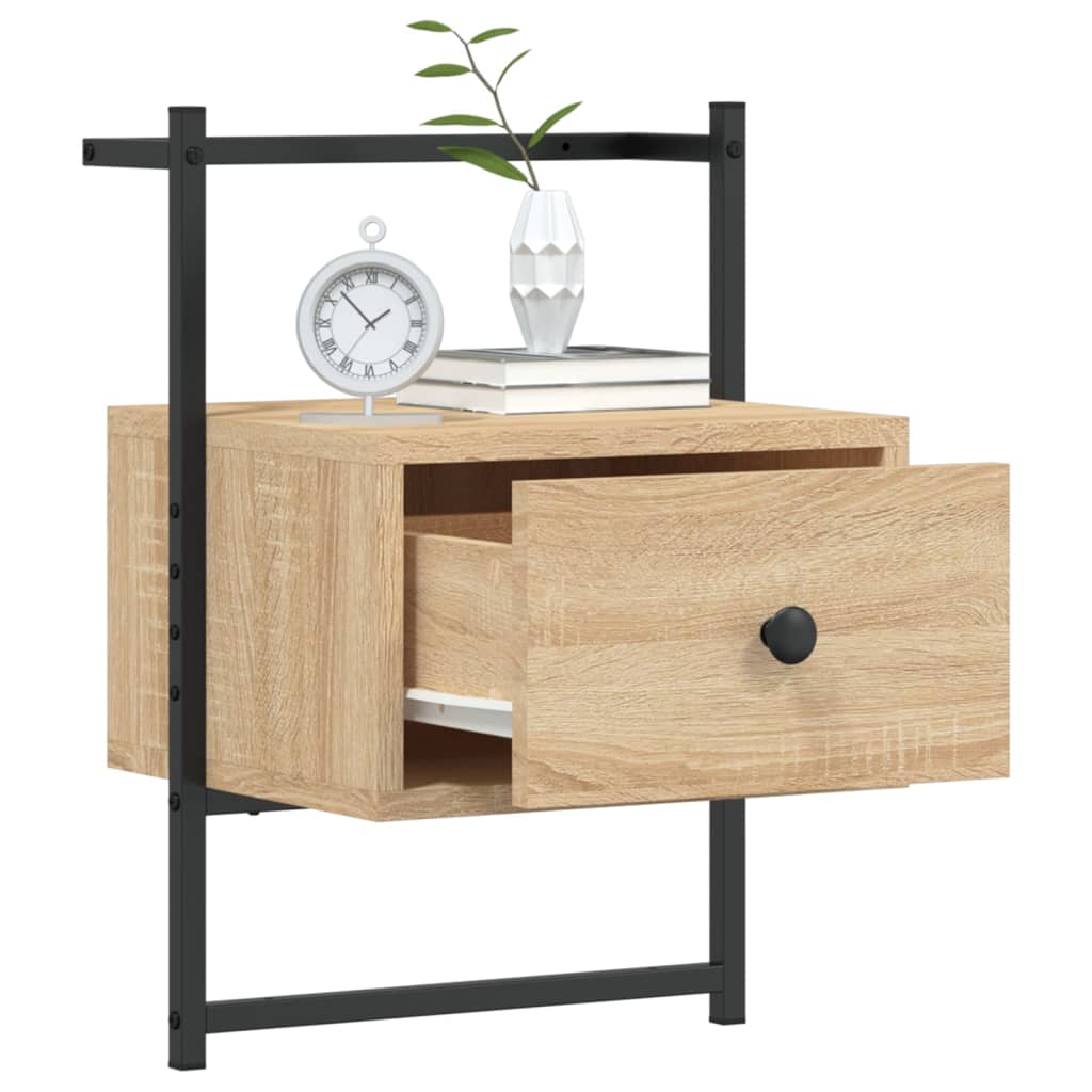 vidaXL Κομοδίνα Επιτοίχια 2 τεμ. Sonoma Δρυς 35x30x51 εκ Επεξεργ. Ξύλο
