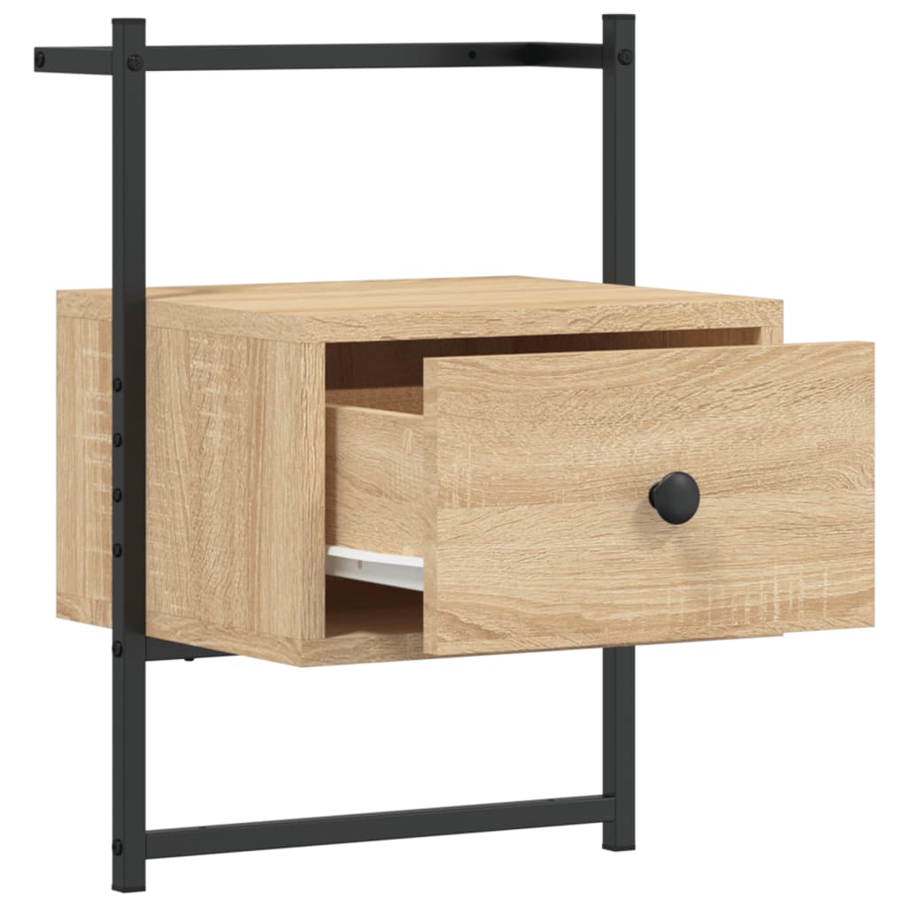 vidaXL Κομοδίνα Επιτοίχια 2 τεμ. Sonoma Δρυς 35x30x51 εκ Επεξεργ. Ξύλο