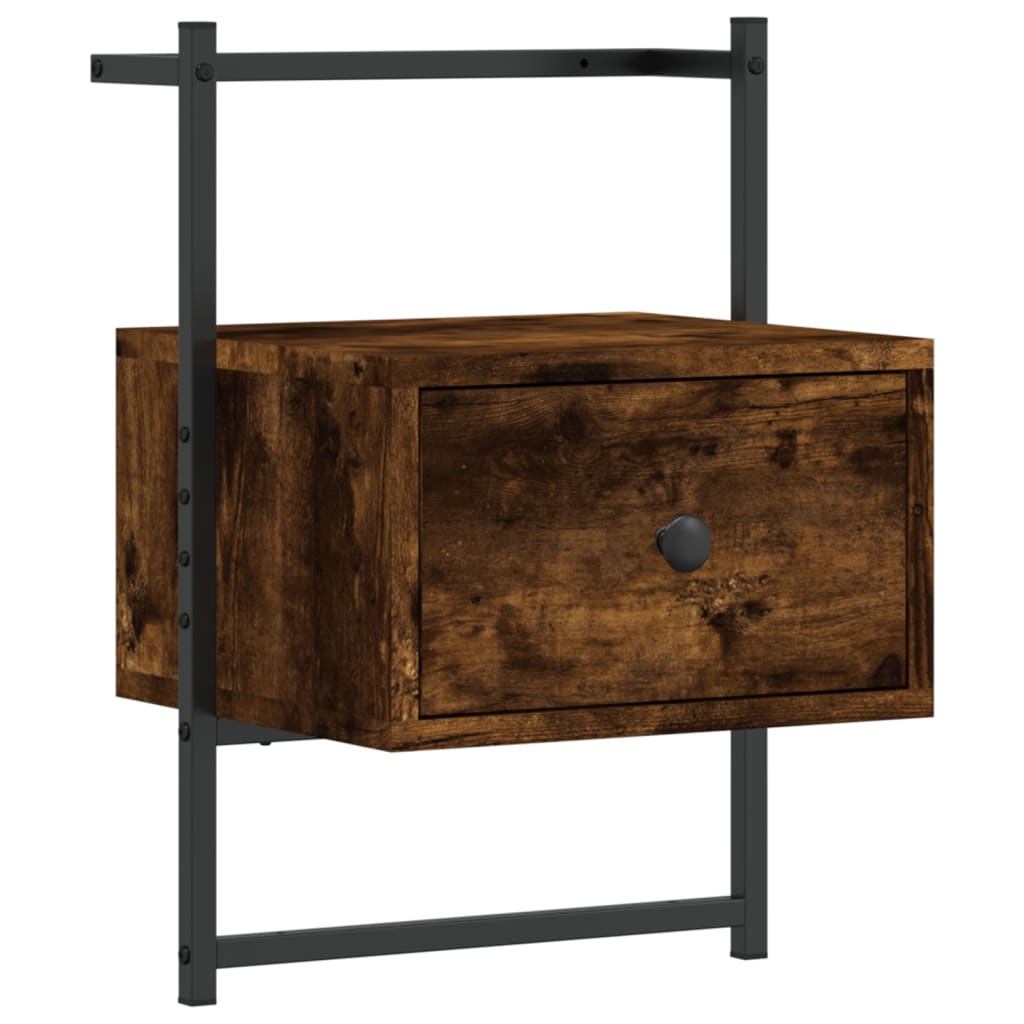 vidaXL Κομοδίνα Επιτοίχια 2 τεμ. Καπνιστή Δρυς 35x30x51 εκ Επεξ. Ξύλο