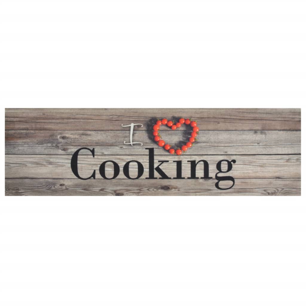 vidaXL Χαλί Κουζίνας Πλενόμενο Επιγρ. Cooking Γκρι 45x150 εκ. Βελούδο
