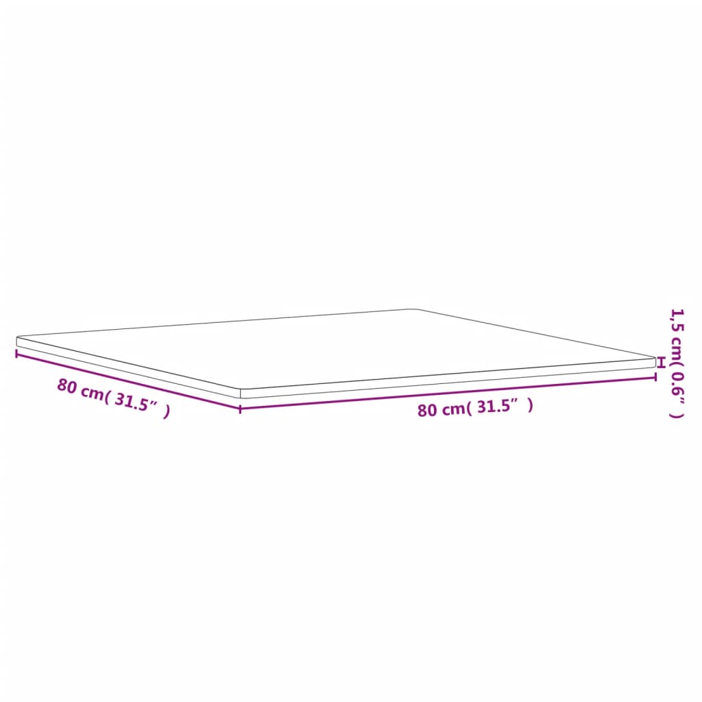 vidaXL Επιφάνεια Τραπεζιού Τετράγωνη 80x80x1,5 εκ. Μασίφ Ξύλο Οξιάς