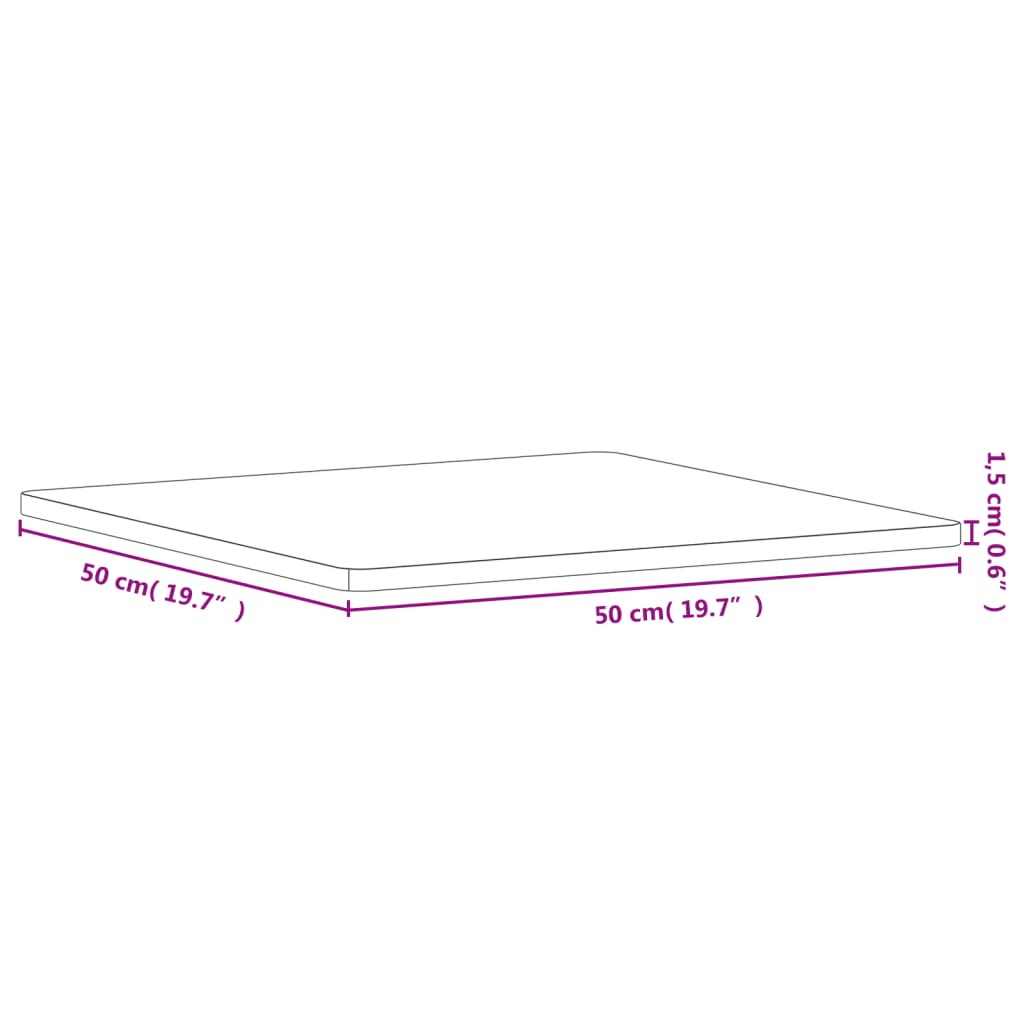 vidaXL Επιφάνεια Τραπεζιού Τετράγωνη 50x50x1,5 εκ. Μασίφ Ξύλο Οξιάς