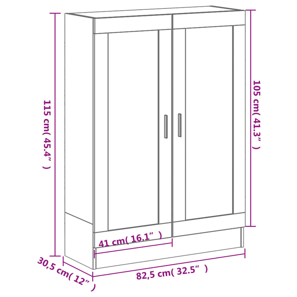 vidaXL Βιβλιοθήκη Γκρι Sonoma 82,5 x 30,5 x 115 εκ. Επεξεργασμένο Ξύλο