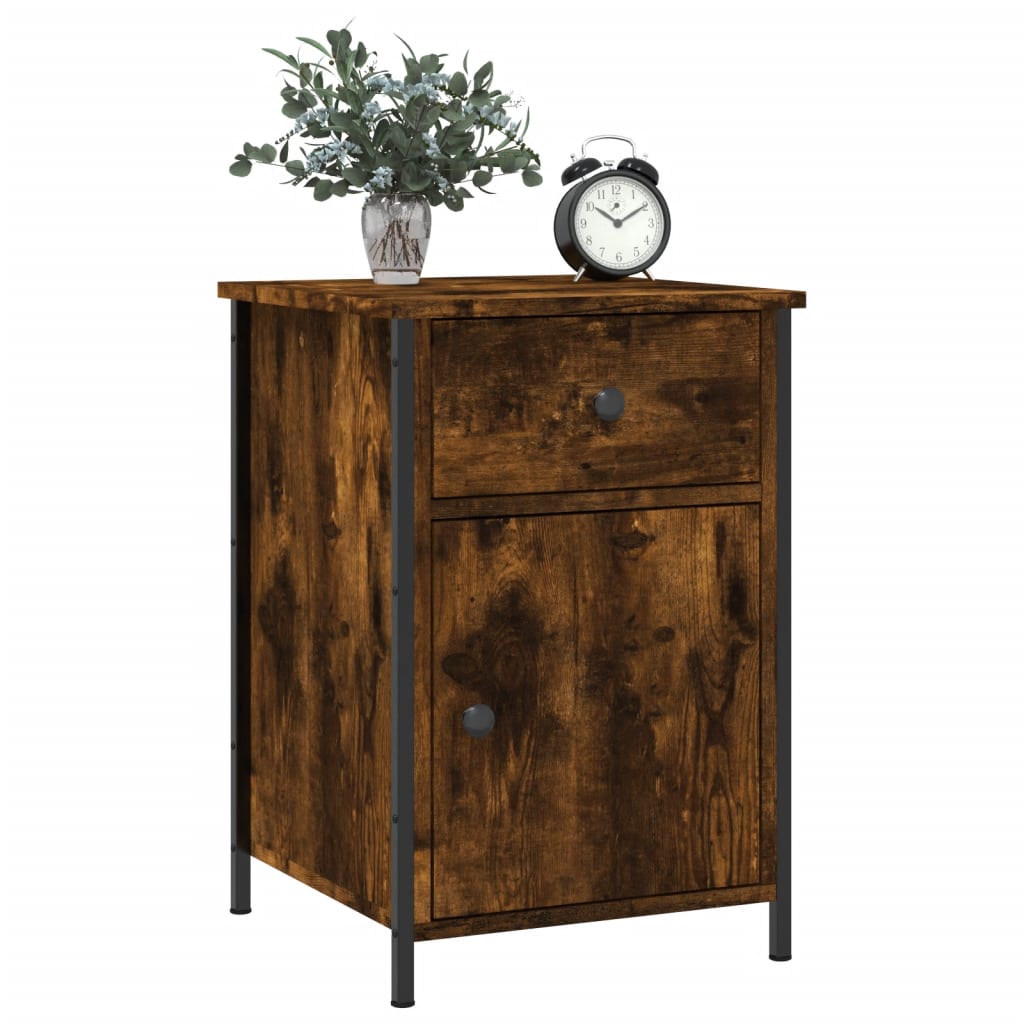 vidaXL Κομοδίνα 2 τεμ. Καπνιστή Δρυς 40x42x60 εκ. από Επεξεργ. Ξύλο