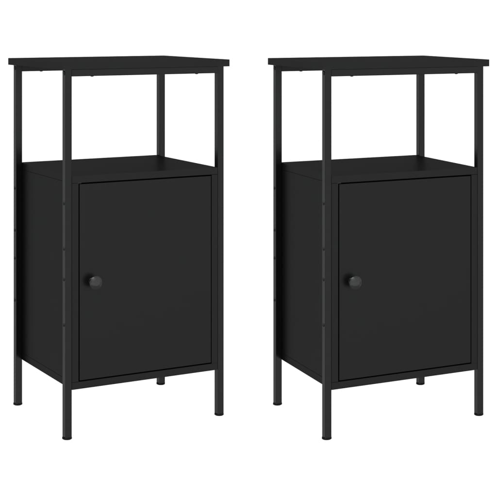 vidaXL Κομοδίνα 2 τεμ. Μαύρα 41 x 31 x 80 εκ. από Επεξεργασμένο Ξύλο