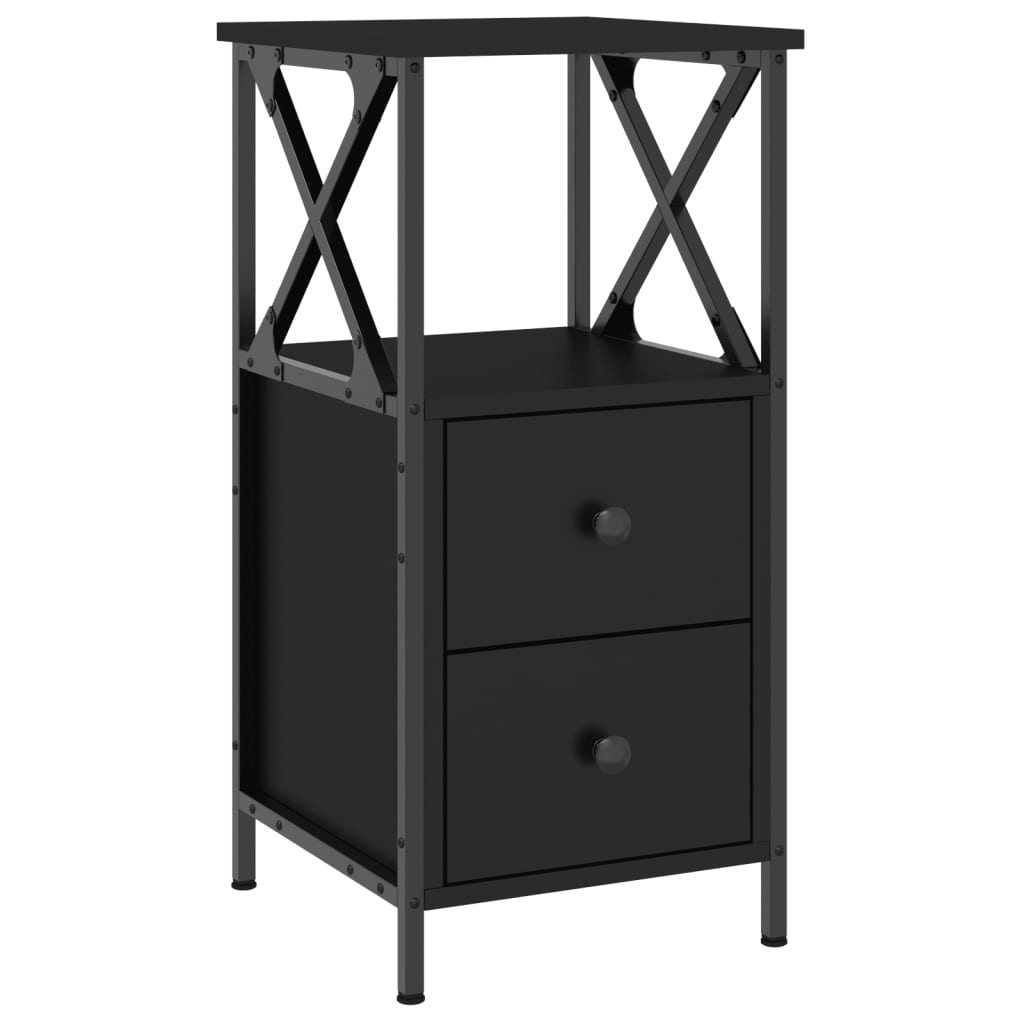 vidaXL Κομοδίνο Μαύρο 34 x 35,5 x 70 εκ. από Επεξεργασμένο Ξύλο