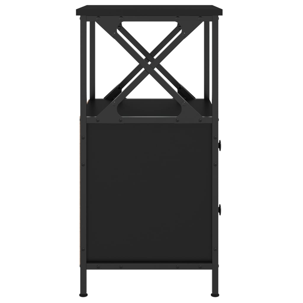 vidaXL Κομοδίνο Μαύρο 34 x 35,5 x 70 εκ. από Επεξεργασμένο Ξύλο