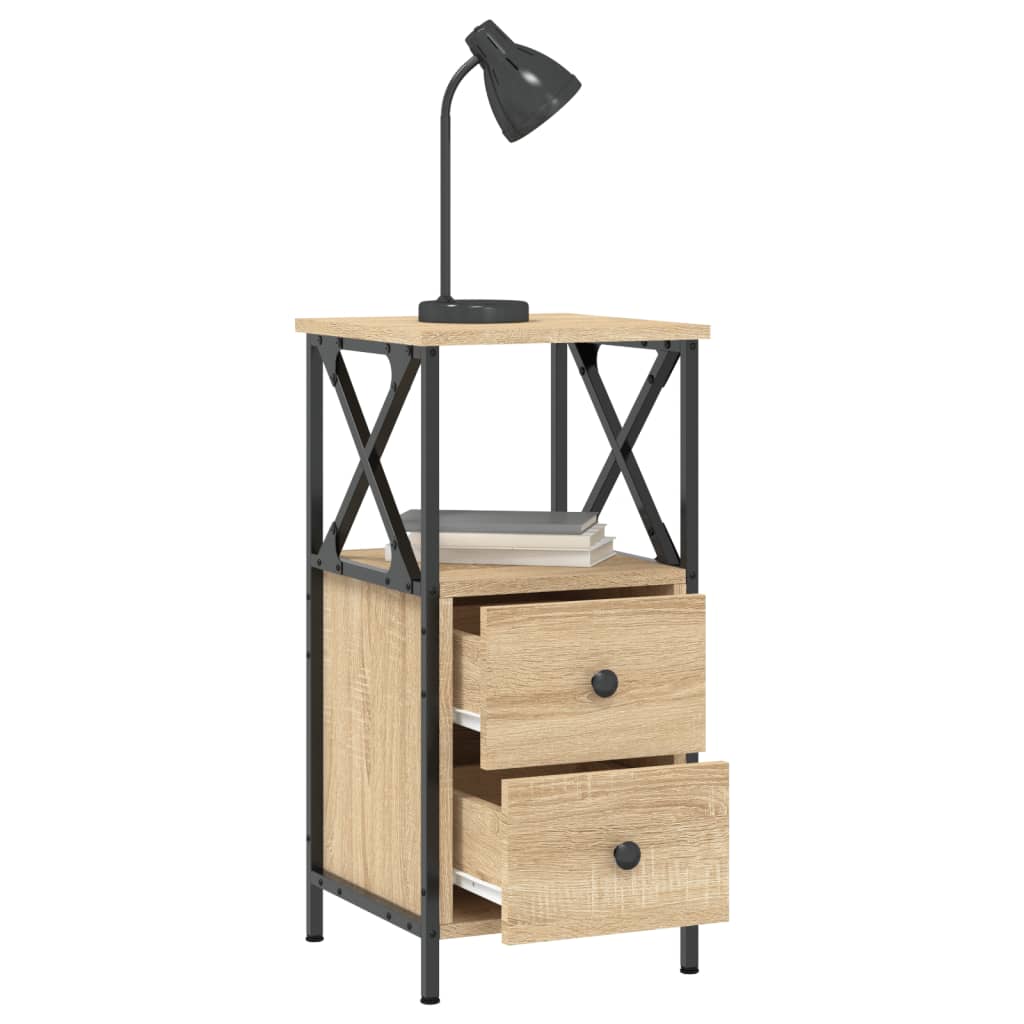 vidaXL Κομοδίνα 2 τεμ. Sonoma Δρυς 34x35,5x70 εκ. Επεξεργασμένο Ξύλο