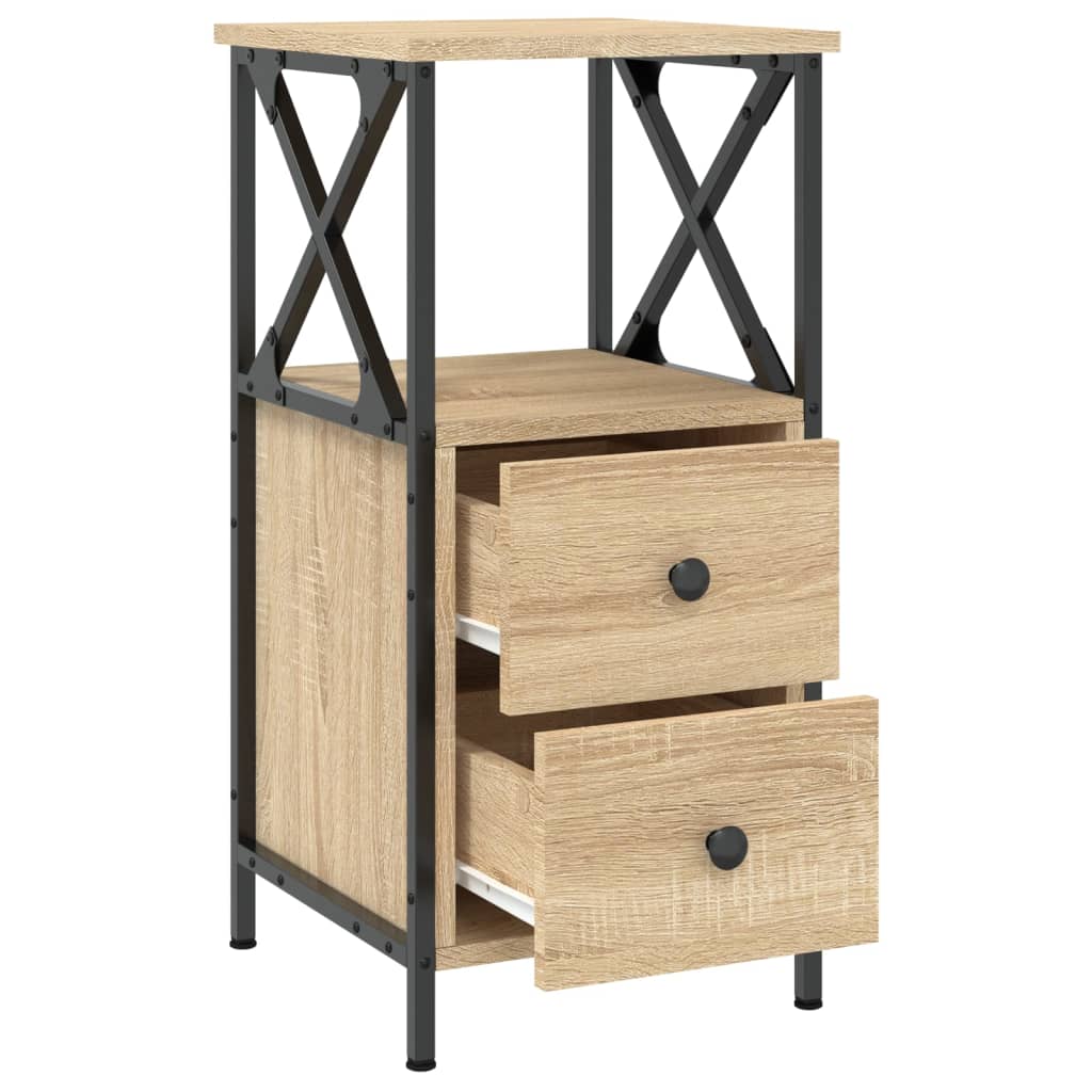 vidaXL Κομοδίνα 2 τεμ. Sonoma Δρυς 34x35,5x70 εκ. Επεξεργασμένο Ξύλο