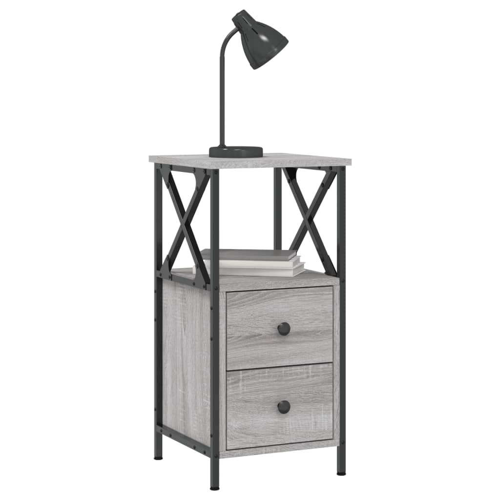 vidaXL Κομοδίνα 2 Τεμ. Γκρι Sonoma 34x35,5x70 εκ. Επεξεργασμένο Ξύλο