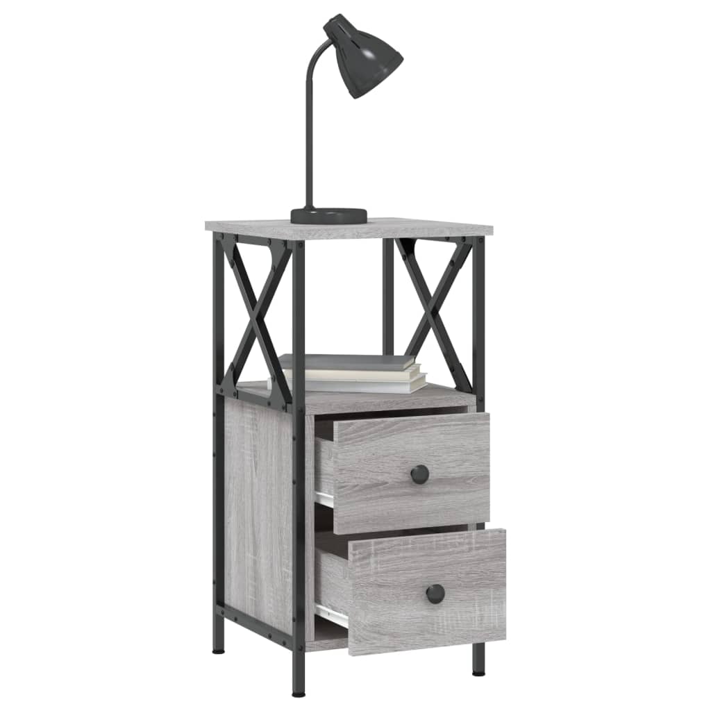 vidaXL Κομοδίνα 2 Τεμ. Γκρι Sonoma 34x35,5x70 εκ. Επεξεργασμένο Ξύλο