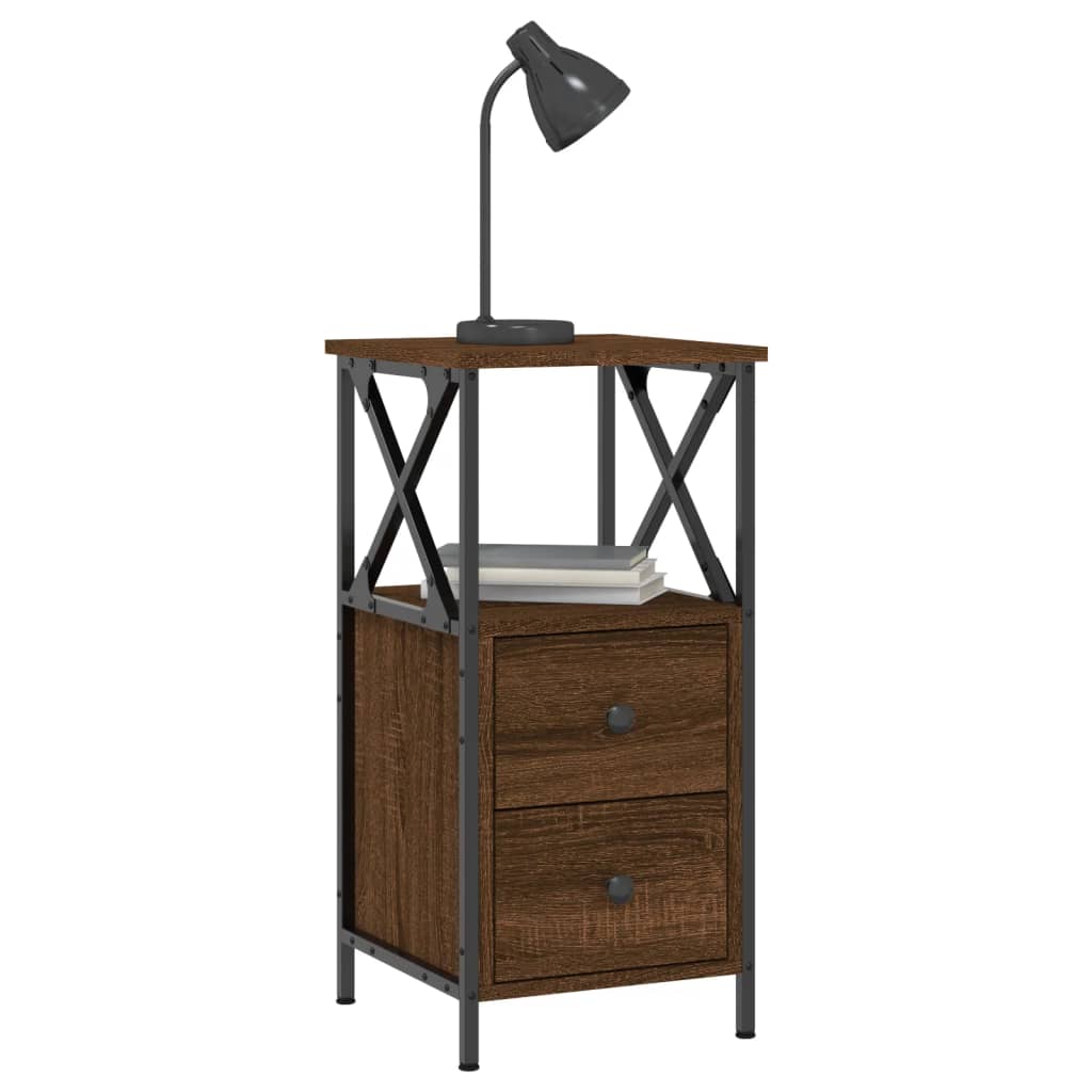 vidaXL Κομοδίνα 2 Τεμ. Καφέ Δρυς 34x35,5x70 εκ. Επεξεργασμένο Ξύλο